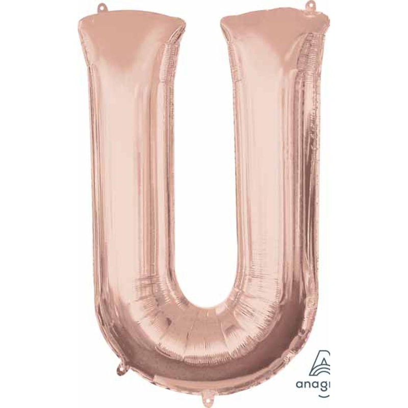 "Rose Gold Letter U Balloon - 33" Size"