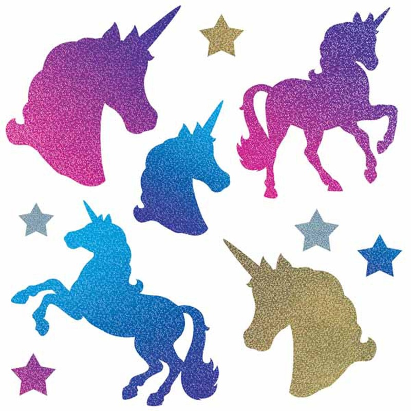 "Magical Unicorn Cutouts With Glitter Finish (12 Pack)"