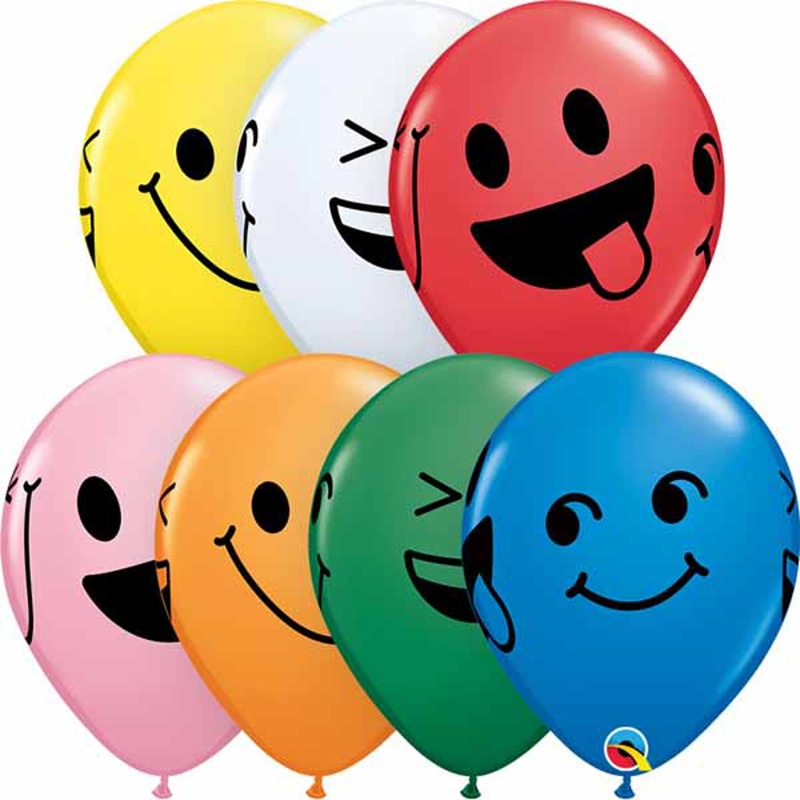 "Smiley Faces 50/Bg Balloons - Assorted Colors And Designs"