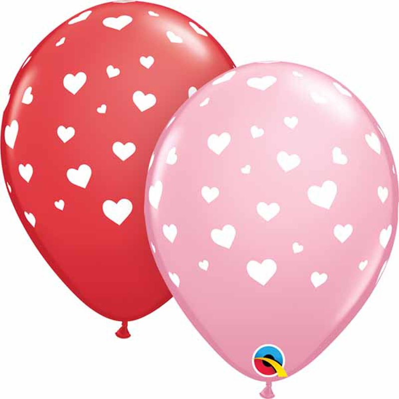 "Random Hearts Arnd Heart Balloons - Pack Of 50"