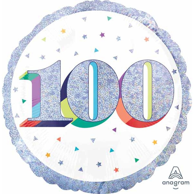 "Here'S To Your Bday 100" Holographic Balloon Package