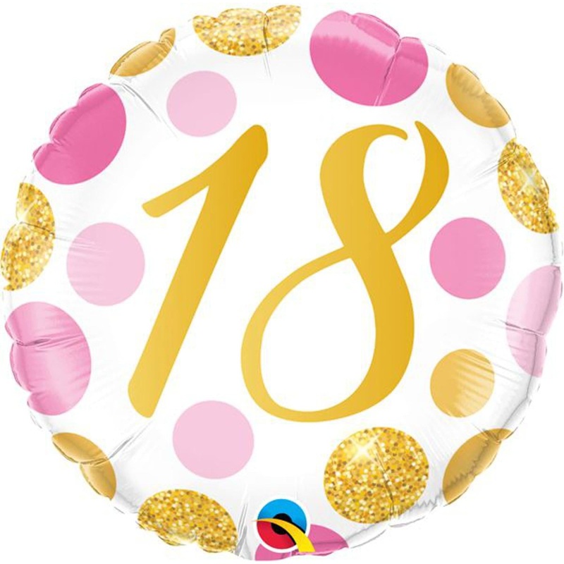 "Pink & Gold Dots Latex Balloon Package - 18 Inch Round"