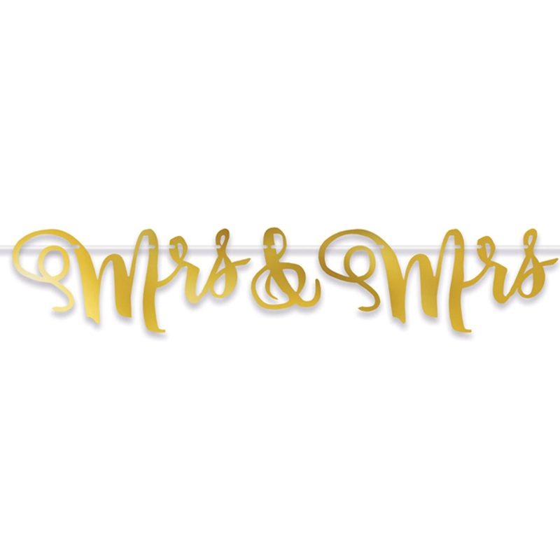 "Mrs & Mrs Foil Streamer - Elegant Wedding Decor"