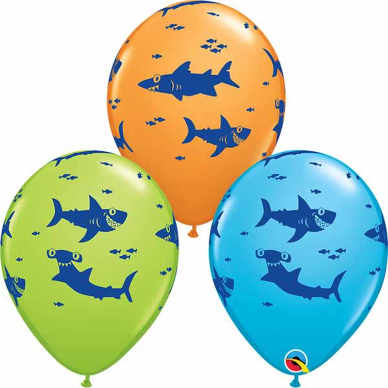 "Fun Sharks - Pack Of 50 (11 Inches, Orange And Gray)"