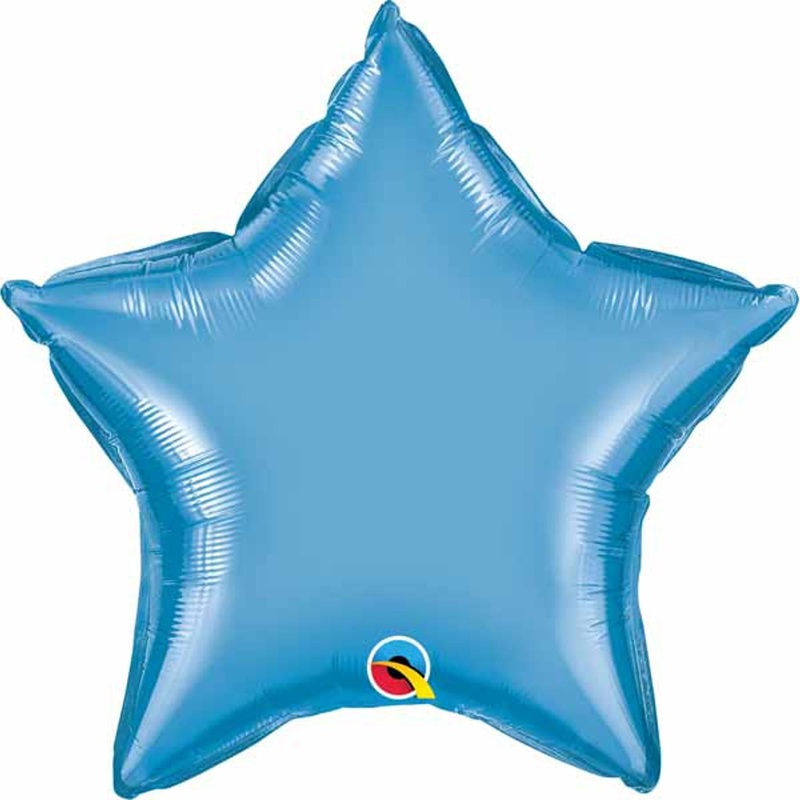 "Shimmering Star 20" Mylar Chrome Blue Balloon Package"