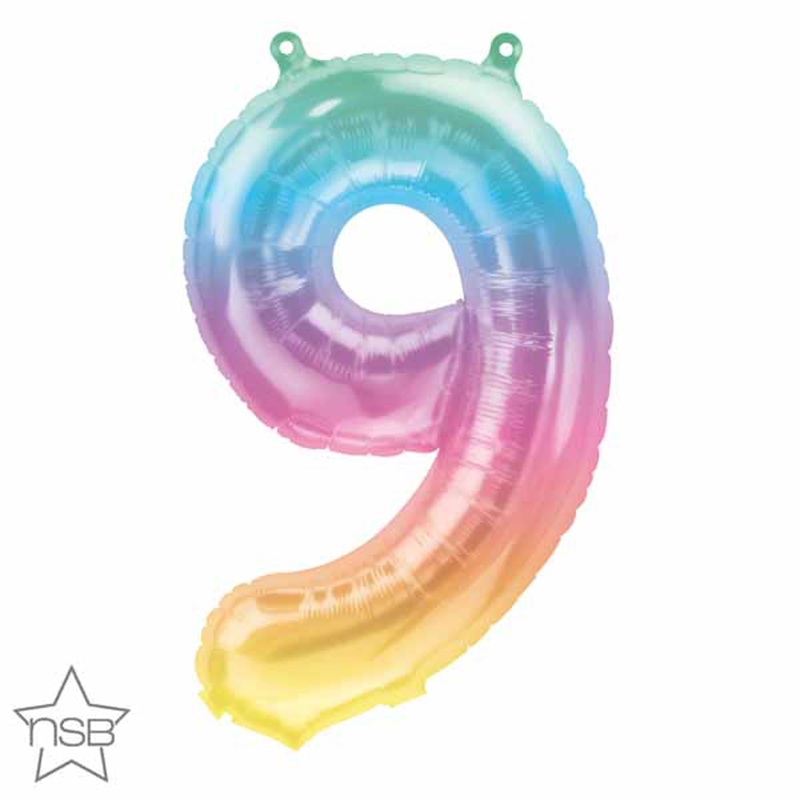 "Vibrant Ombre Number #9 Balloon Pkg With Jelli Texture - 16" Size"