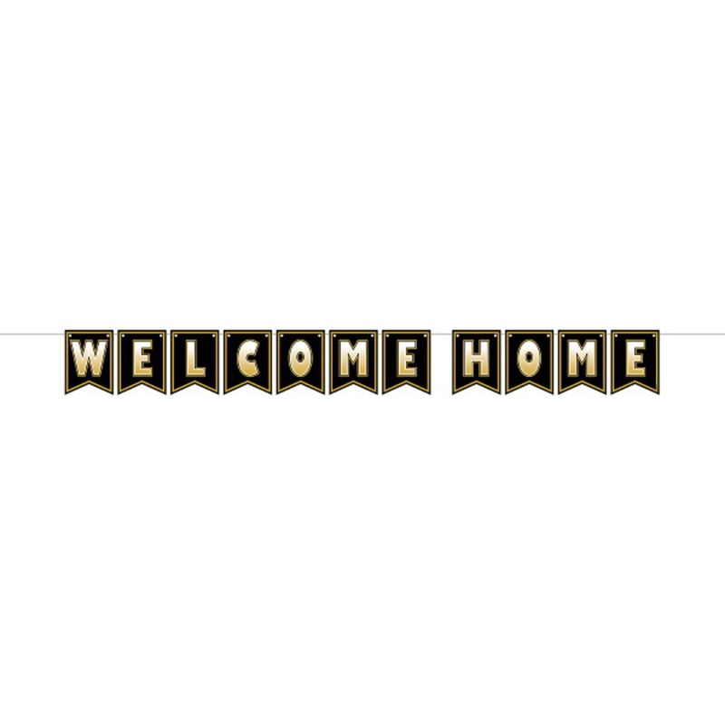 "Welcome Home Black And Gold Streamer - 6"X7'"