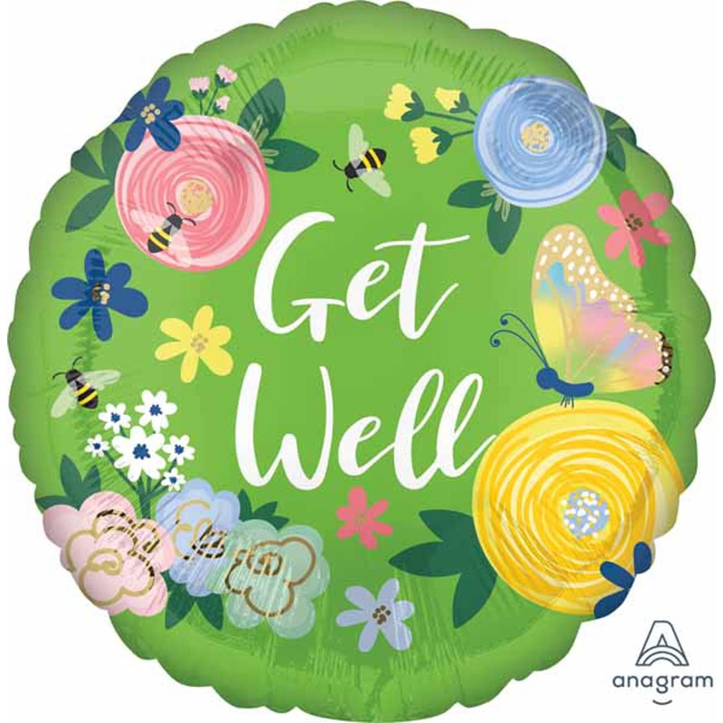 "Get Well Soon Package With Flowers And Balloon"
