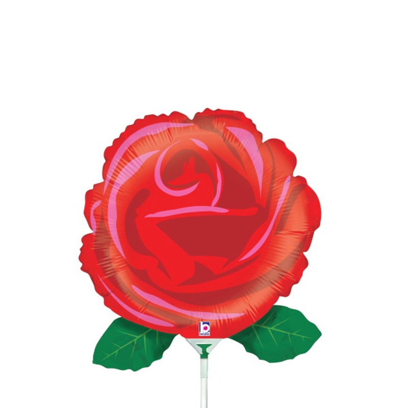 "Romantic Single Red Rose Mini Air Balloon - 14""