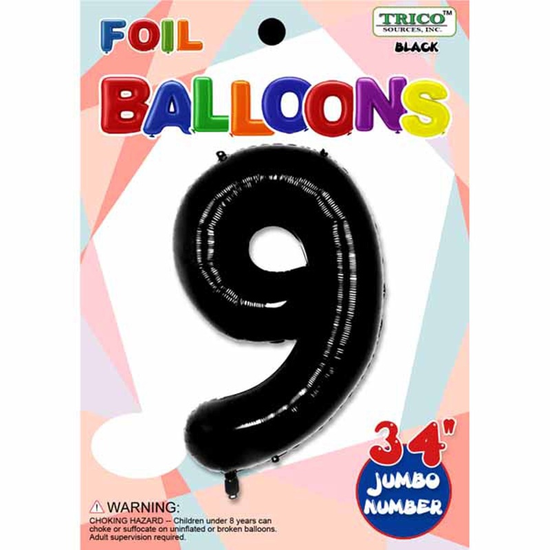 "Number 9 Black Foil Balloon - 34 Inches"
