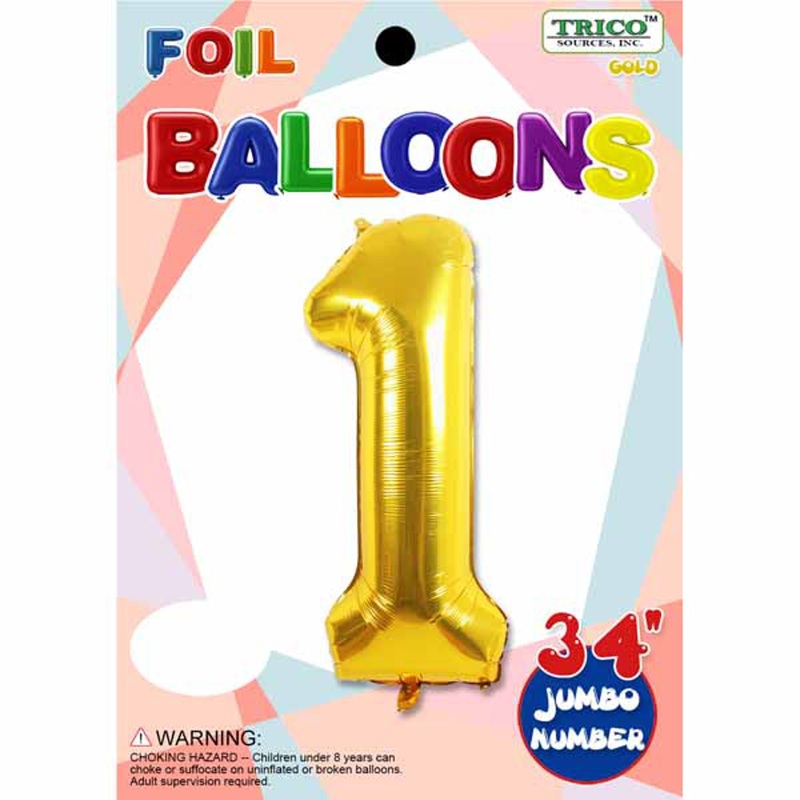 "Shiny Gold Number One Balloon - 34 Inches"