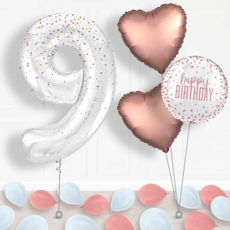 Rose Gold Dots Number 9 Balloon in a Box