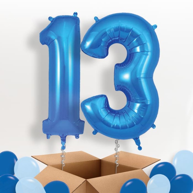 Blue 13 Balloons in a Box
