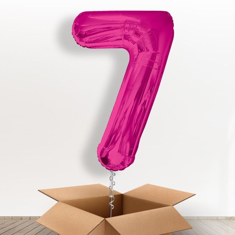 Pink Giant Number 7 Balloon in a Box Gift