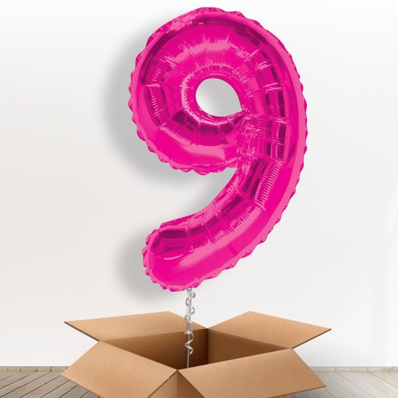 Pink Giant Number 9 Balloon in a Box Gift