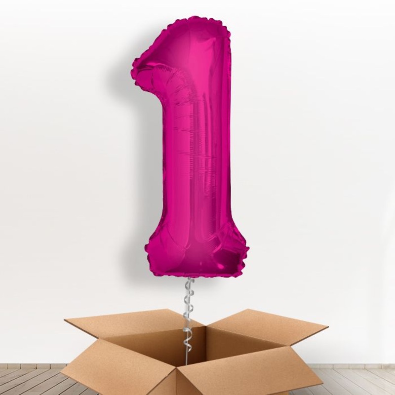 Pink Number 1 Balloon Inflated in a Box