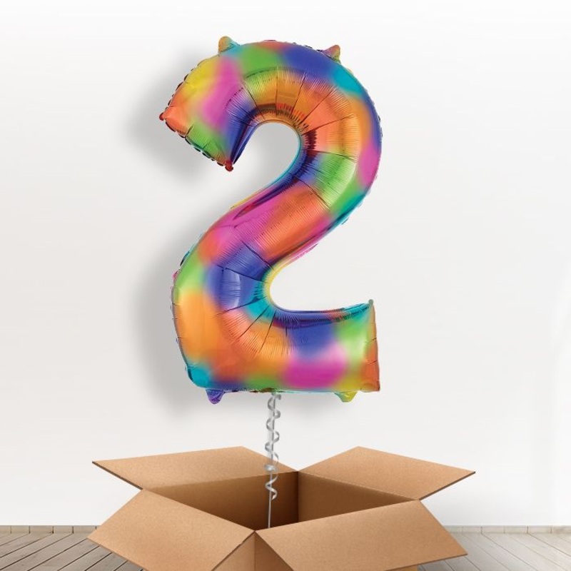 Rainbow Number 2 Balloon Number in a Box