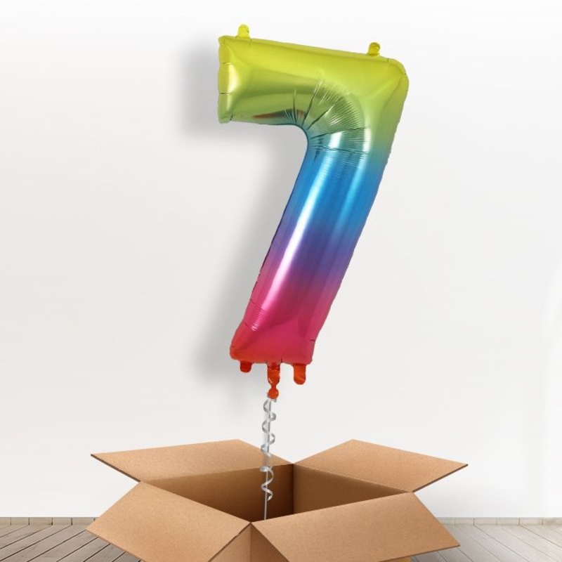 Rainbow Number 7 Balloon in a Box