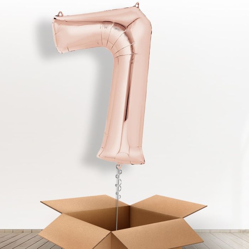 Rose Gold Giant Number 7 Balloon in a Box Gift