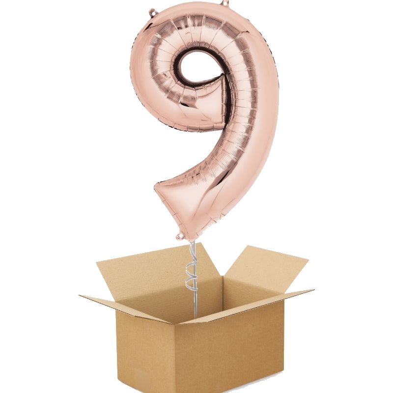 Rose Gold Giant Number 9 Balloon in a Box Gift