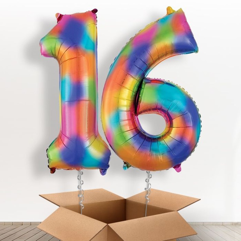 Rainbow Number 16 Helium Balloons