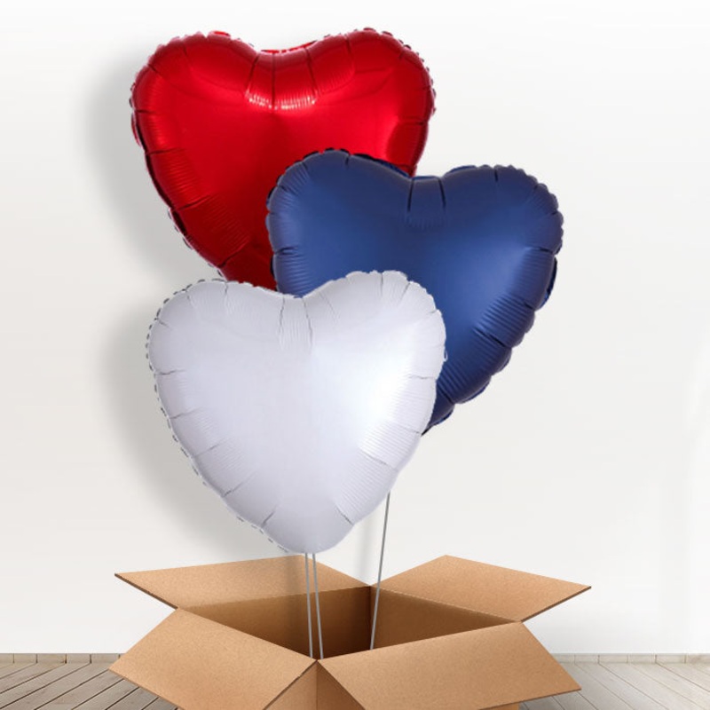 Red White Blue Heart Balloons Bunch