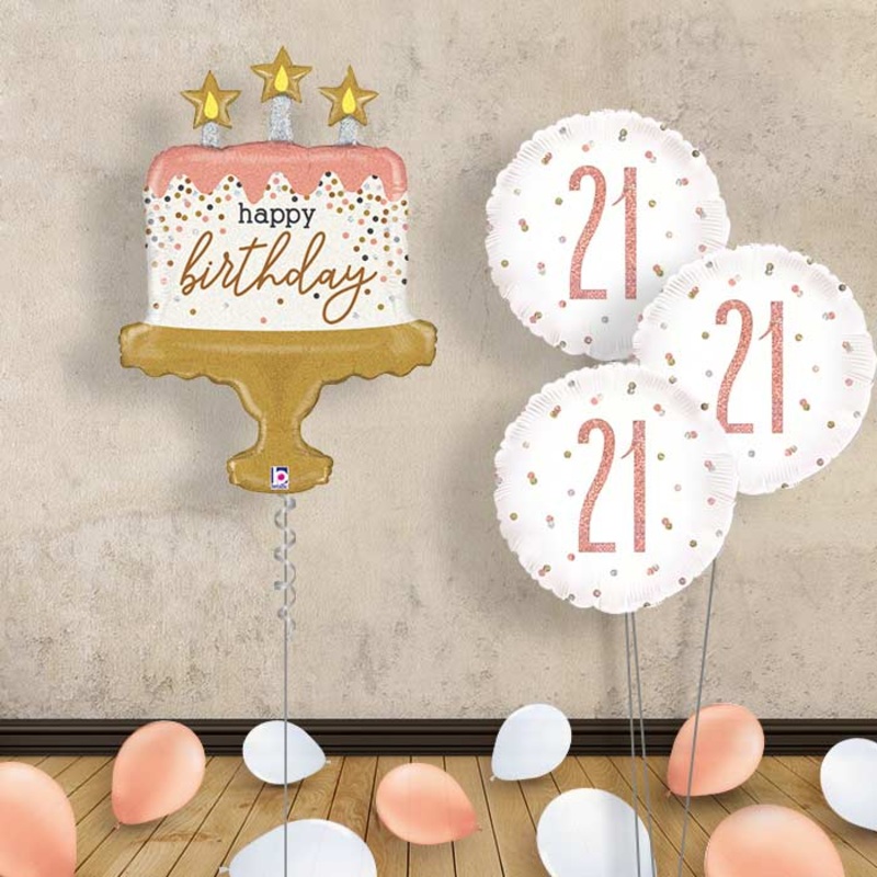 Rose Gold 21st Balloon Bouquet