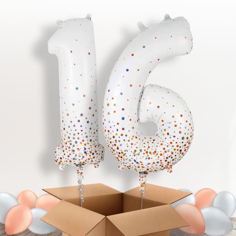 Rose Gold and White 16 Balloons in a Box