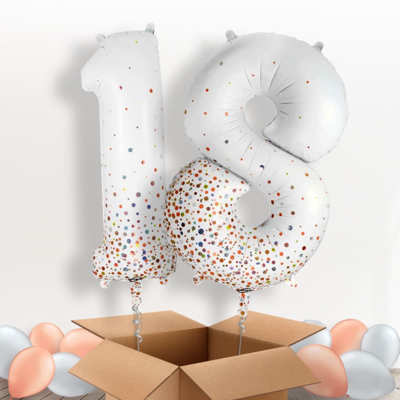 Rose Gold and White 18 Balloons in a Box