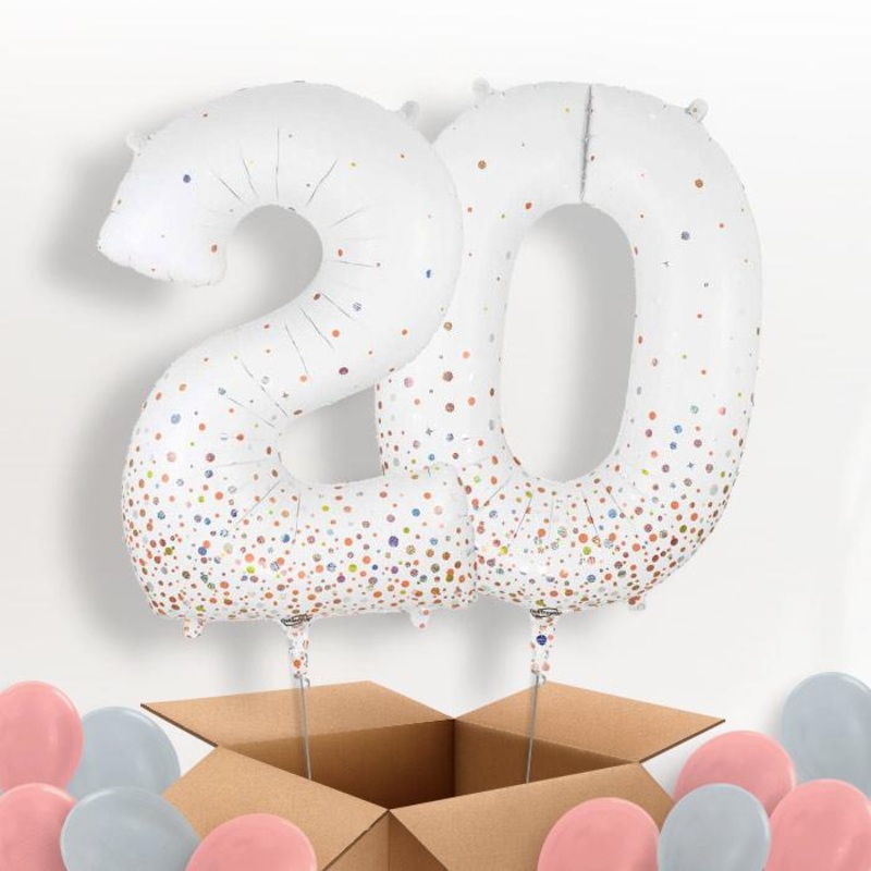 Rose Gold and White 20 Balloons in a Box