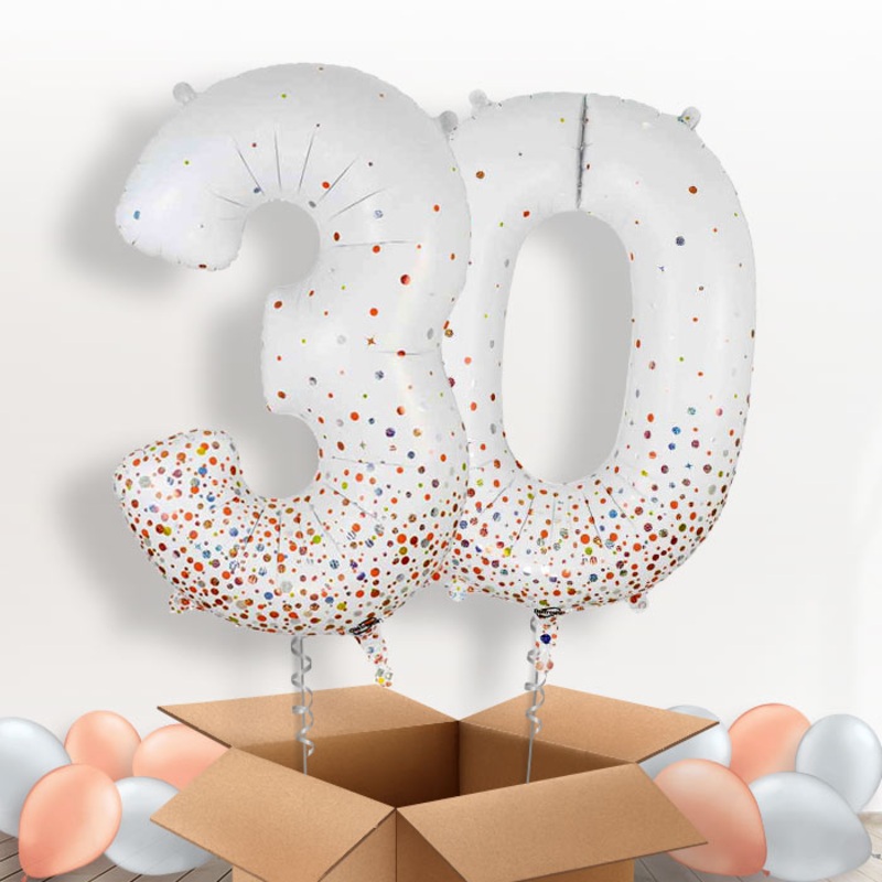 Rose Gold and White 30 Balloons in a Box