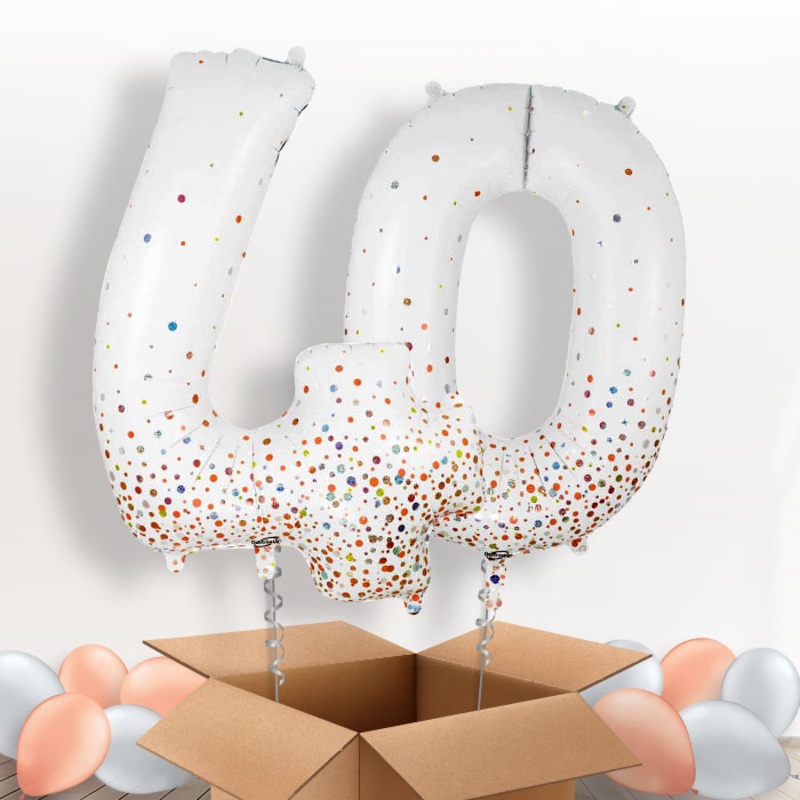 Rose Gold and White 40 Balloons in a Box