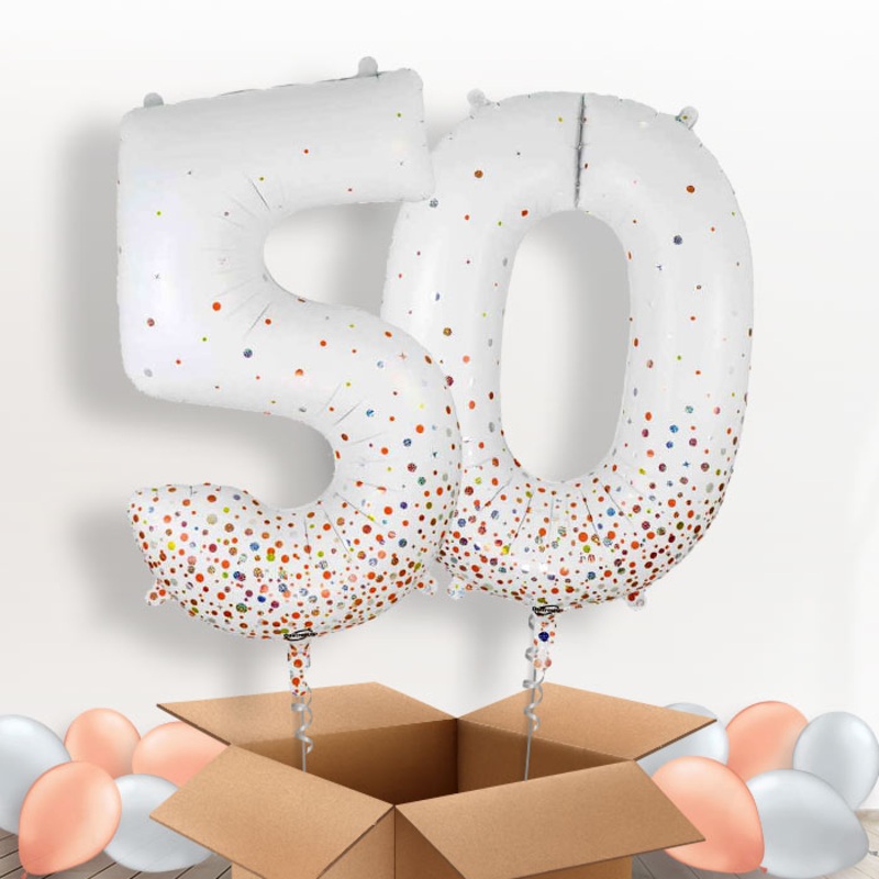 Rose Gold and White 50 Balloons in a Box