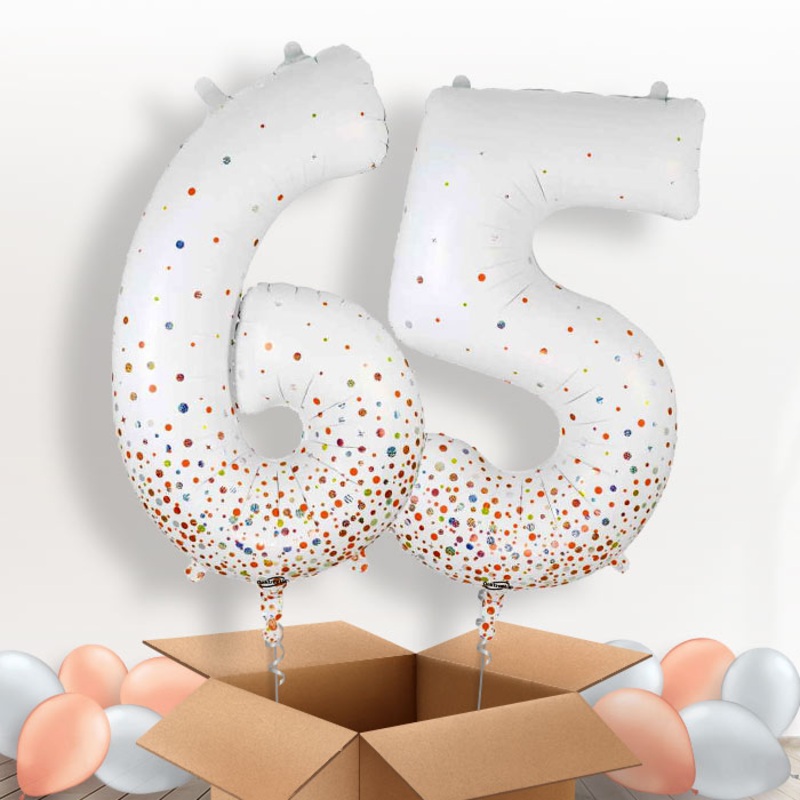 Rose Gold and White 65 Balloons in a Box