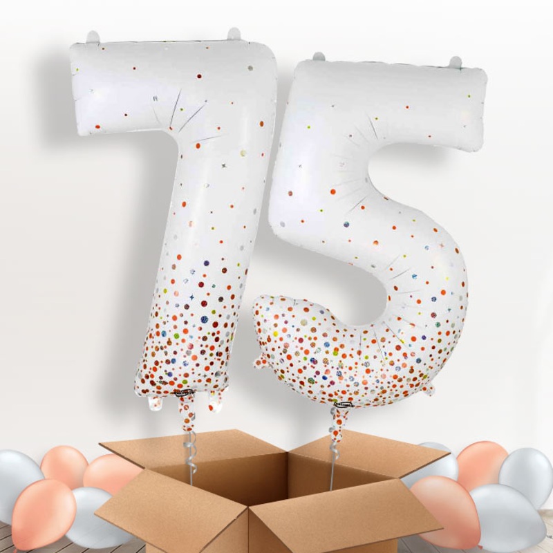 Rose Gold and White 75 Balloons in a Box
