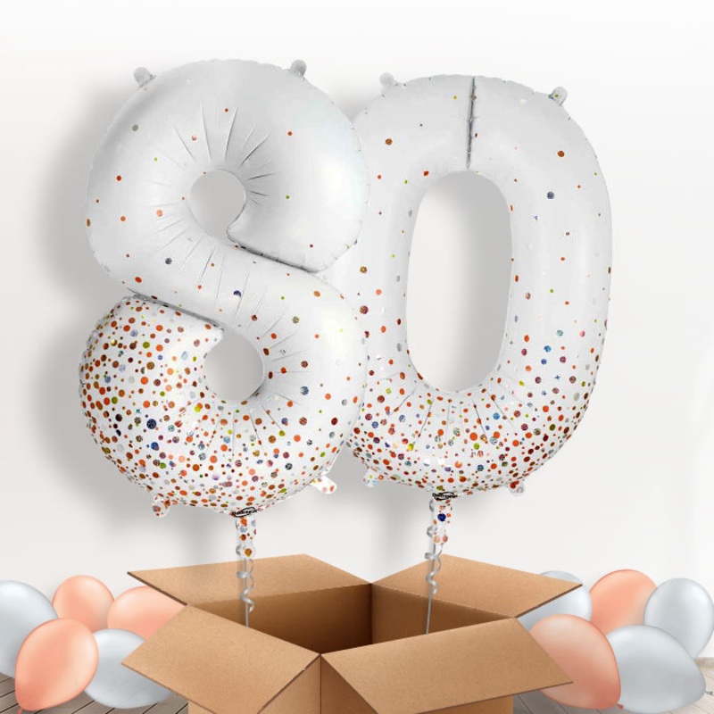 Rose Gold and White 80 Balloons in a Box