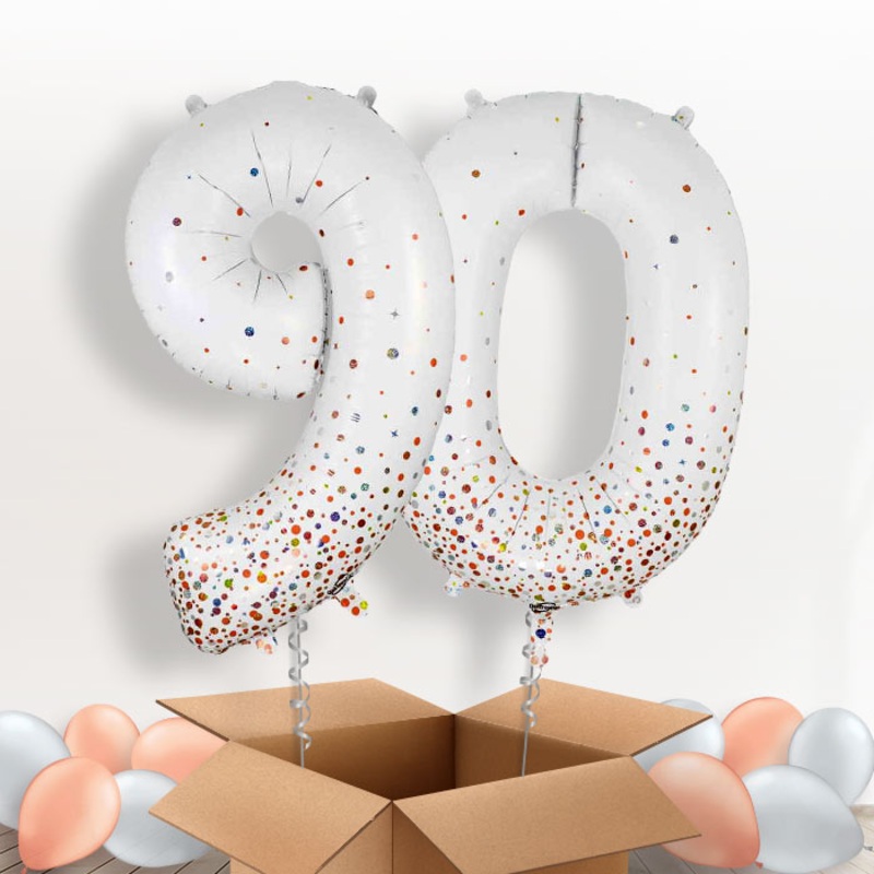 Rose Gold and White 90 Balloons in a Box