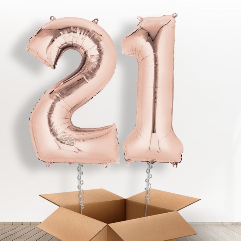 Rose Gold Giant Numbers 21st Birthday Balloon in a Box Gift