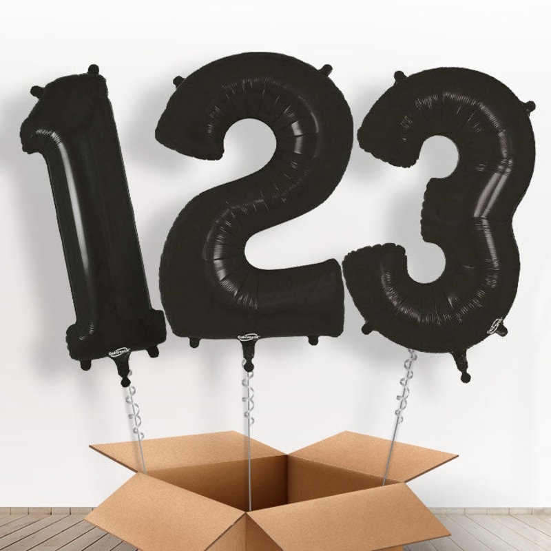 Black Helium Filled Number Balloons 0-9