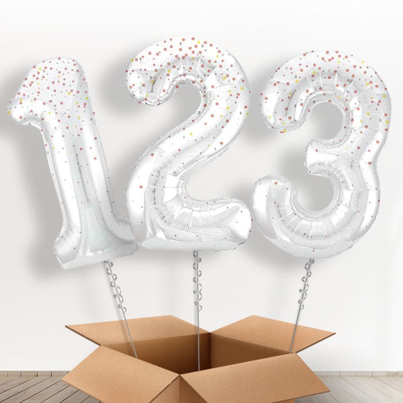 Rose Gold Dots Helium Filled Number Balloons 0-9
