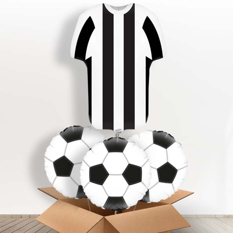 Black and White Football Shirt Helium Balloon in a Box