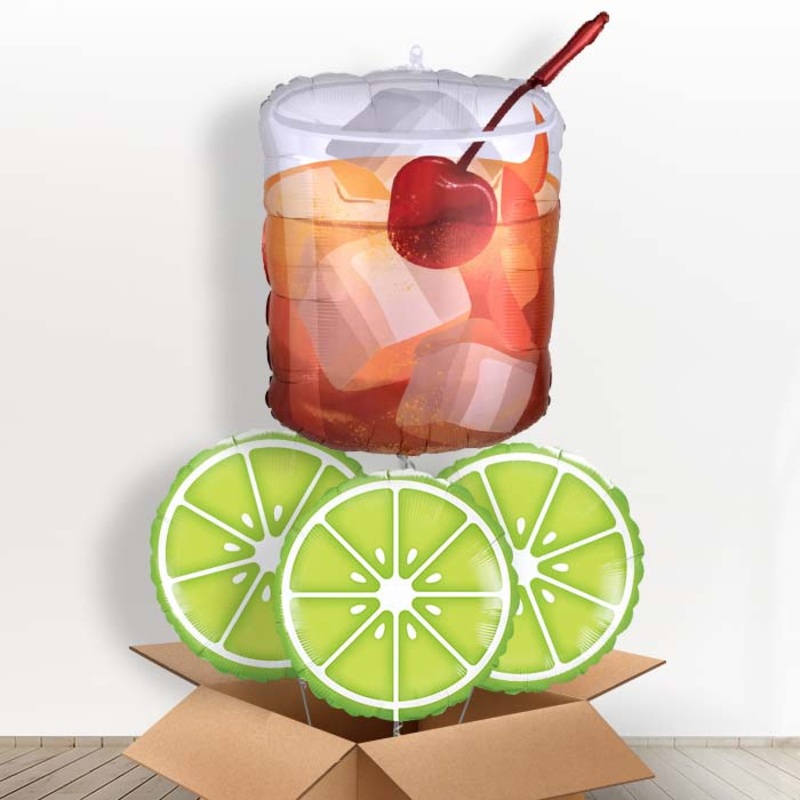 Old Fashioned Whiskey (Lime) Foil Balloon in a Box