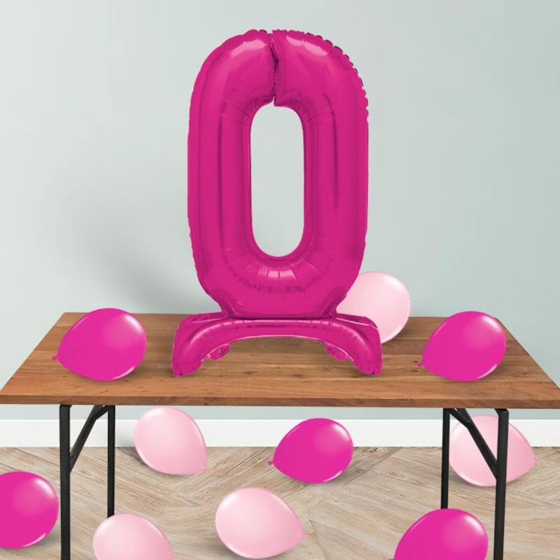 Pink Number 0 Birthday Inflated Standing Balloon Decoration