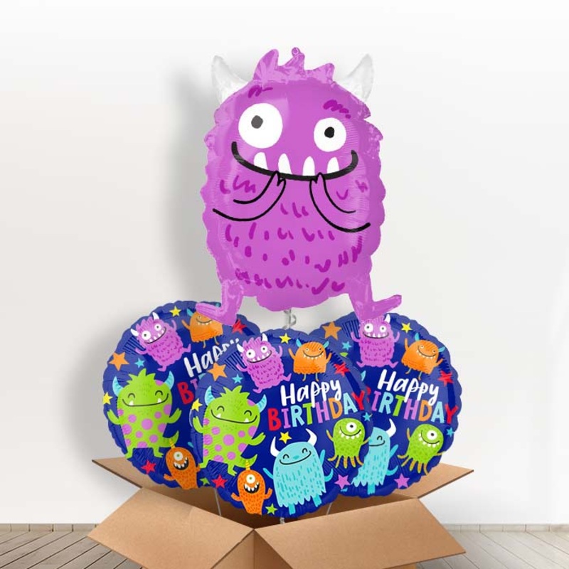 Purple Monster Foil Balloon in a Box