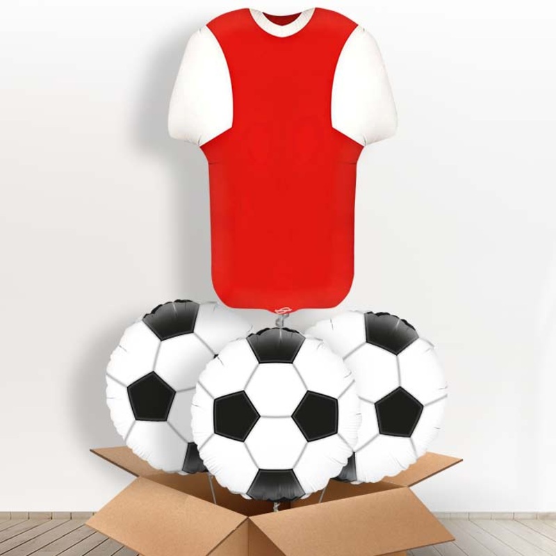 Red and White Football Shirt Helium Balloon in a Box