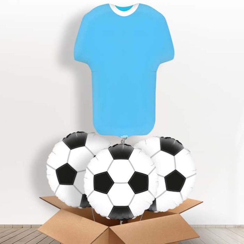 Sky Blue Football Shirt Helium Balloon in a Box