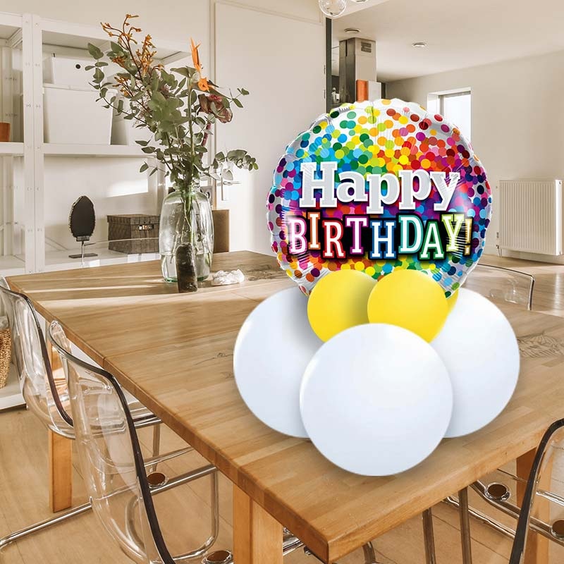 Rainbow Confetti Happy Birthday Balloon Gift Message | Table Decoration