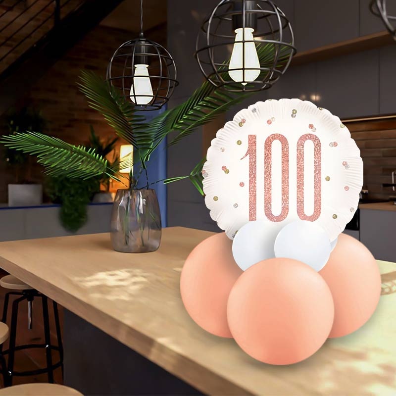 Rose Gold 100th Birthday Table Decorations