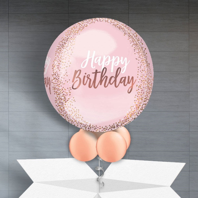 Rose Gold Blush Birthday Balloon in a Box Orbz