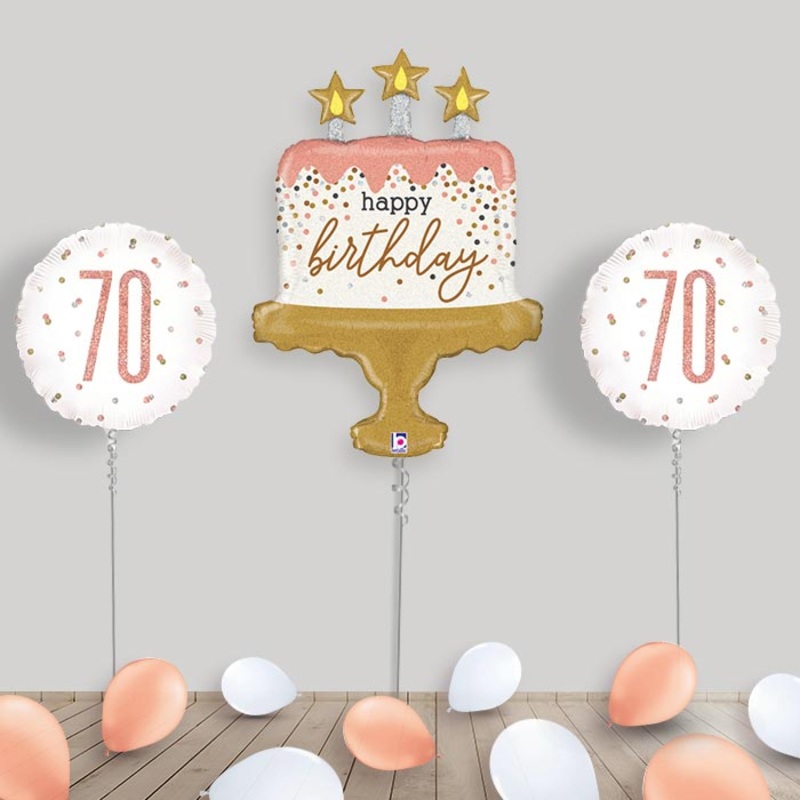 Rose Gold 70th Balloon Display